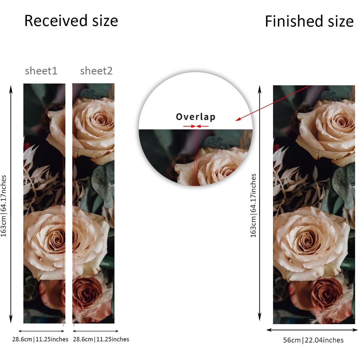 Calcomanía Floral para Refrigerador Flortlias Rosa Vintage 56x163cm