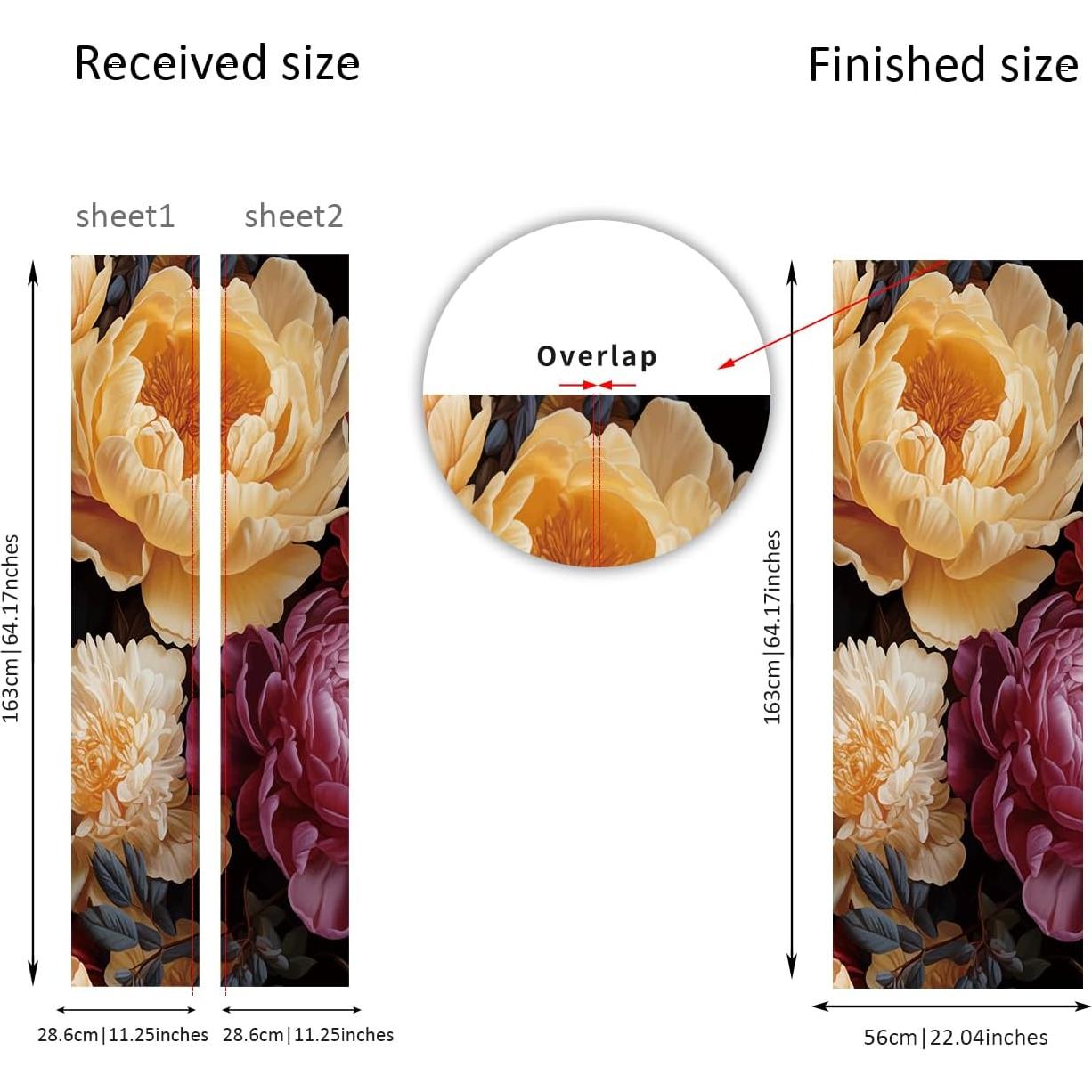 Cubierta Floral para Refrigerador Flortlias Peonía Vintage 56x163 cm