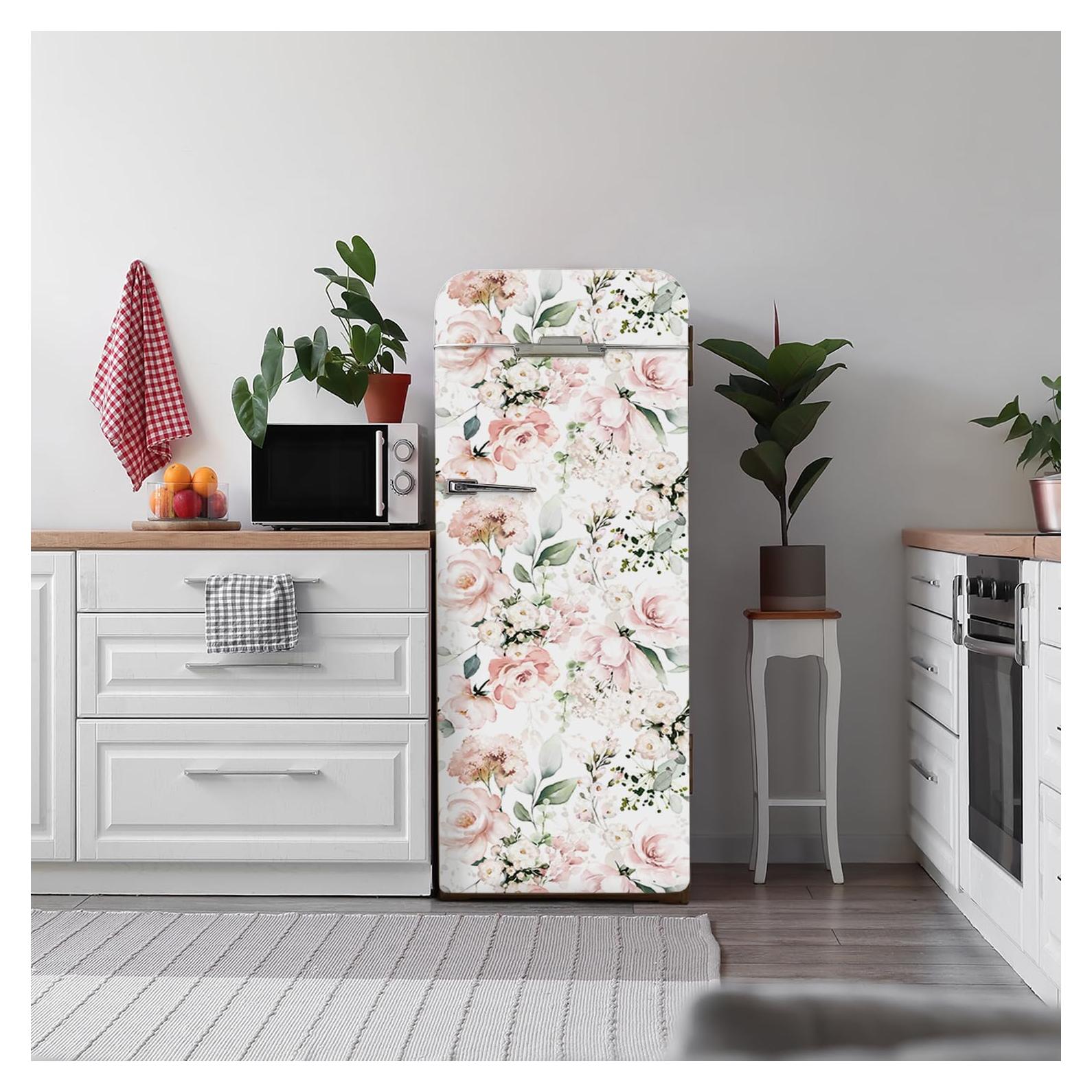 Funda Decorativa para Refrigerador Flortlias Rosa Acuarela 56x163cm