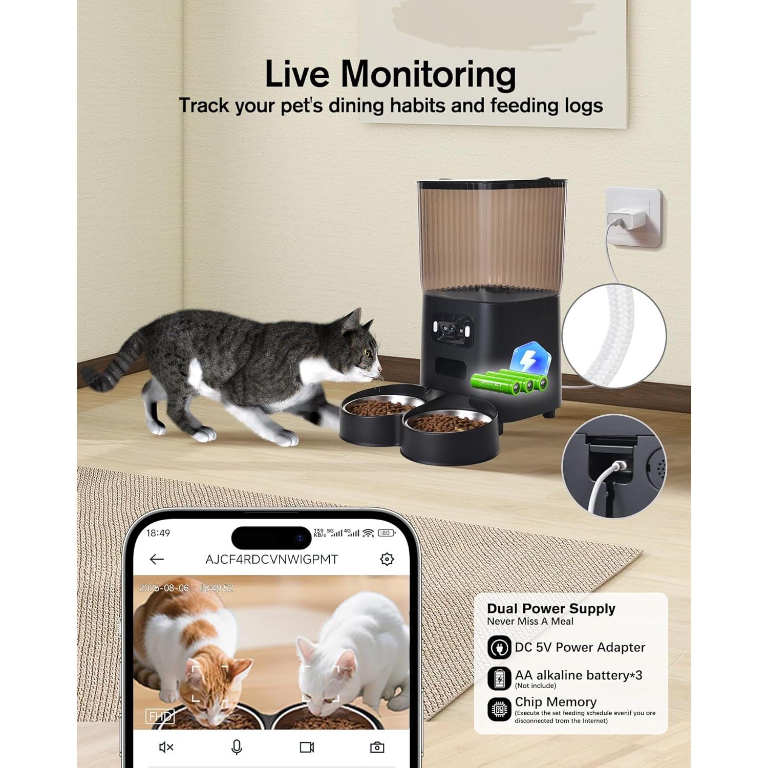 Comedero Automático para Gatos ALL Balance 5L WiFi Control Remoto