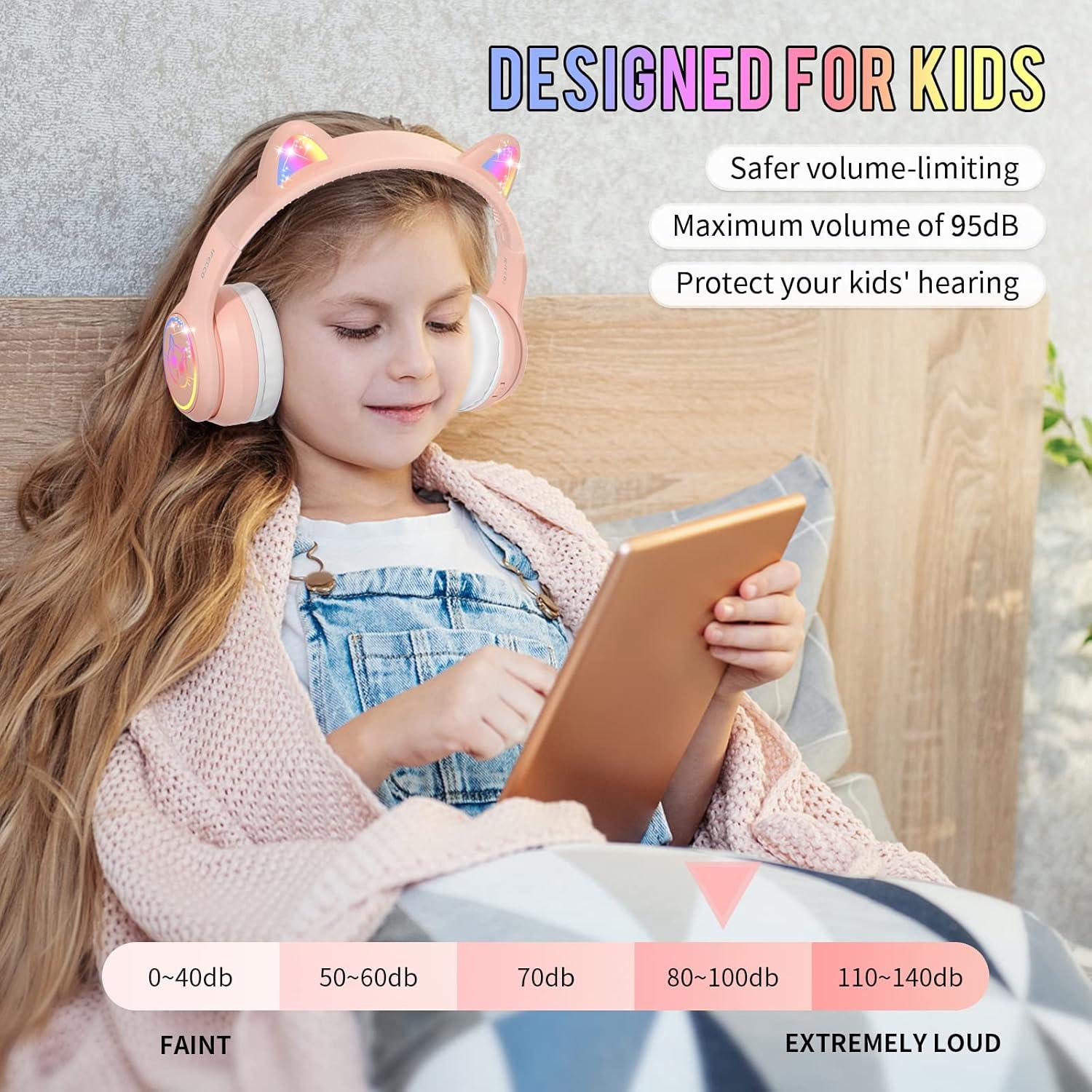 Auriculares Inalámbricos IFECCO para Niños Rosa con Micrófono