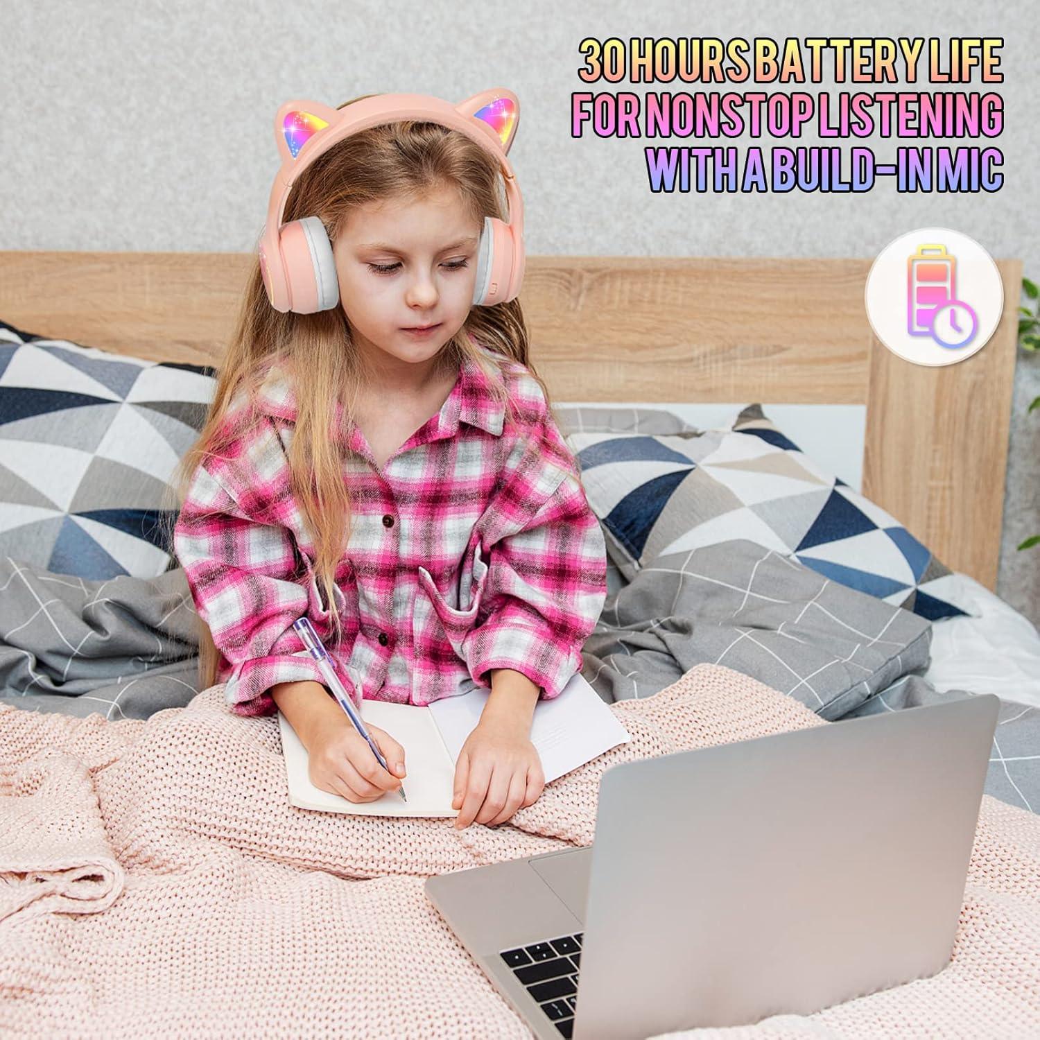 Auriculares Inalámbricos IFECCO para Niños Rosa con Micrófono