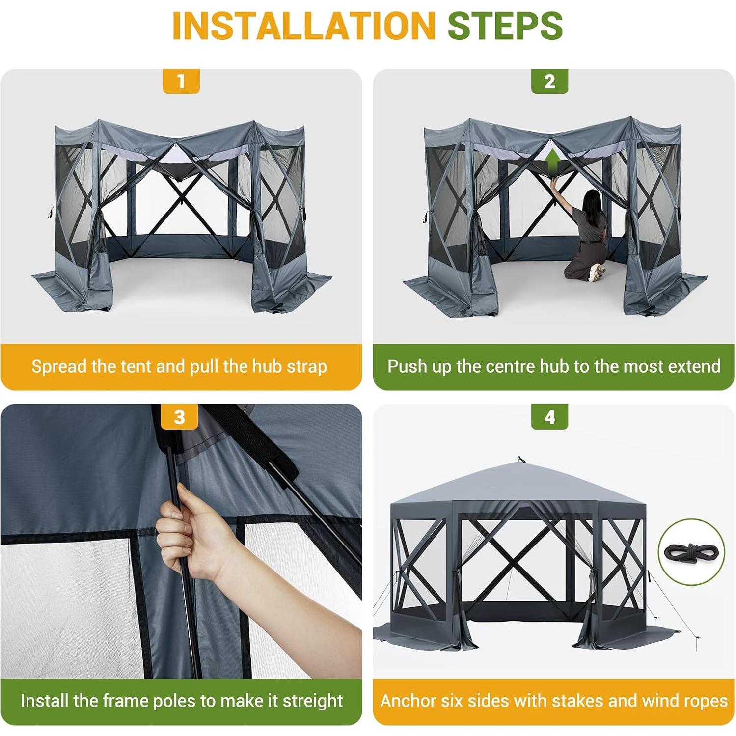 Gazebo Plegable Hipicute 3x3m Impermeable con Mosquitera