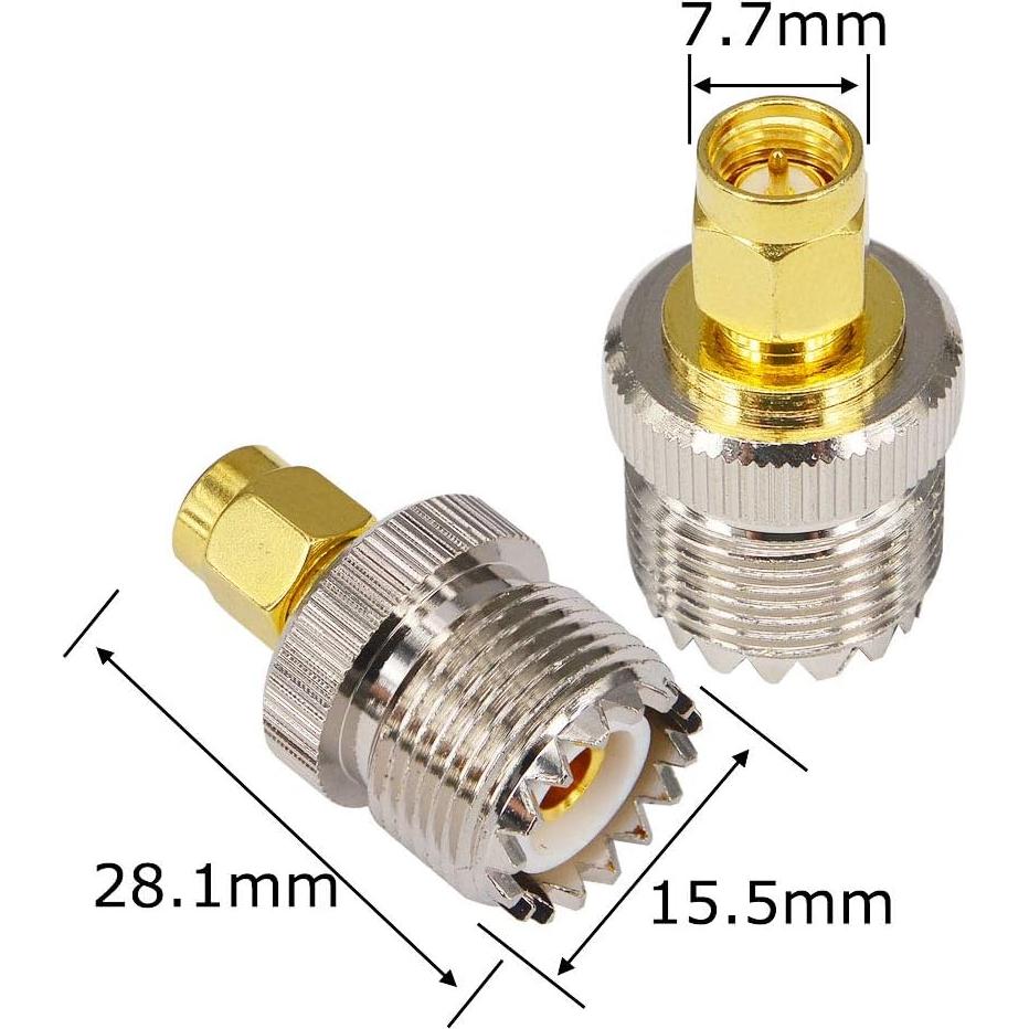 Adaptador RF UHF hembra a SMA macho YovKiss 50 Ohm - Paquete de 2