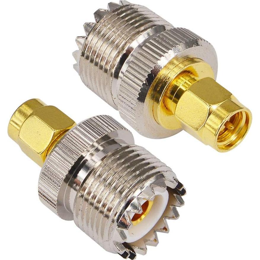 Adaptador RF UHF hembra a SMA macho YovKiss 50 Ohm - Paquete de 2