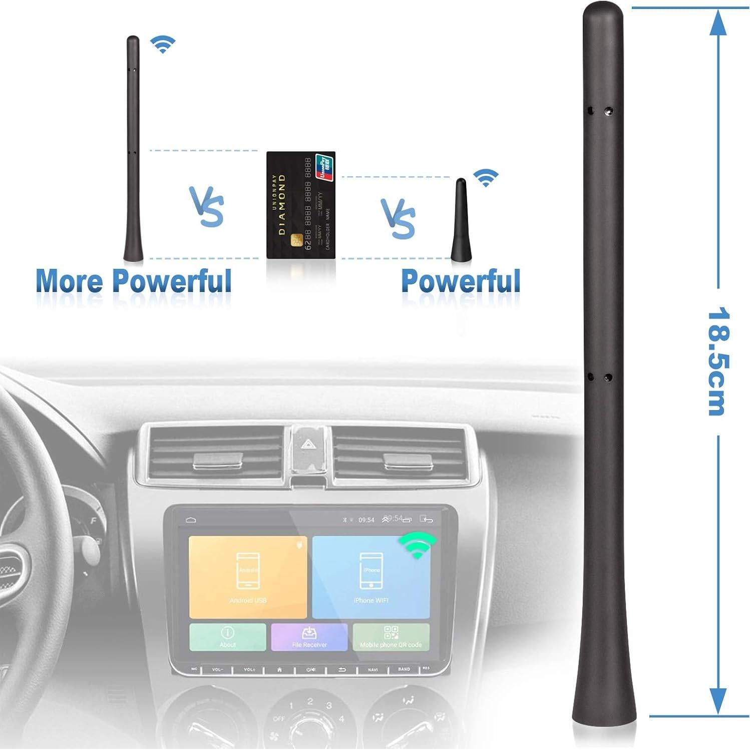 Antena de Radio de Coche Eightwood 17.78 cm FM AM Universal