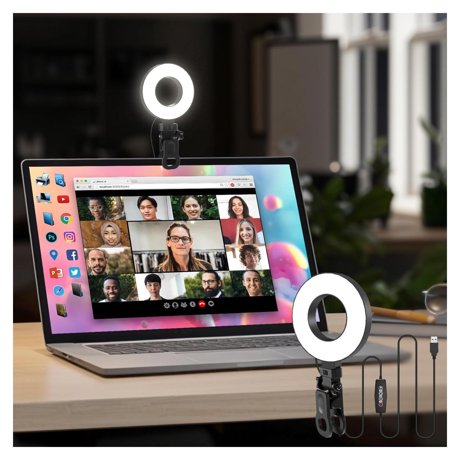 Luz de Anillo LED Mojimdo 3.5" Regulable USB con Temporizador