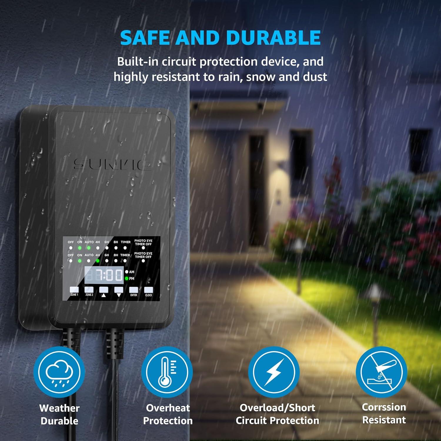 Transformador de Paisaje Sunvie 300W 2 Salidas Controladas