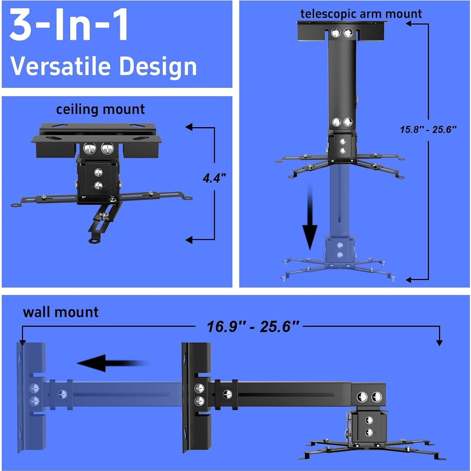 Soporte de Techo para Proyector SCREENMAX Ajustable 3 en 1