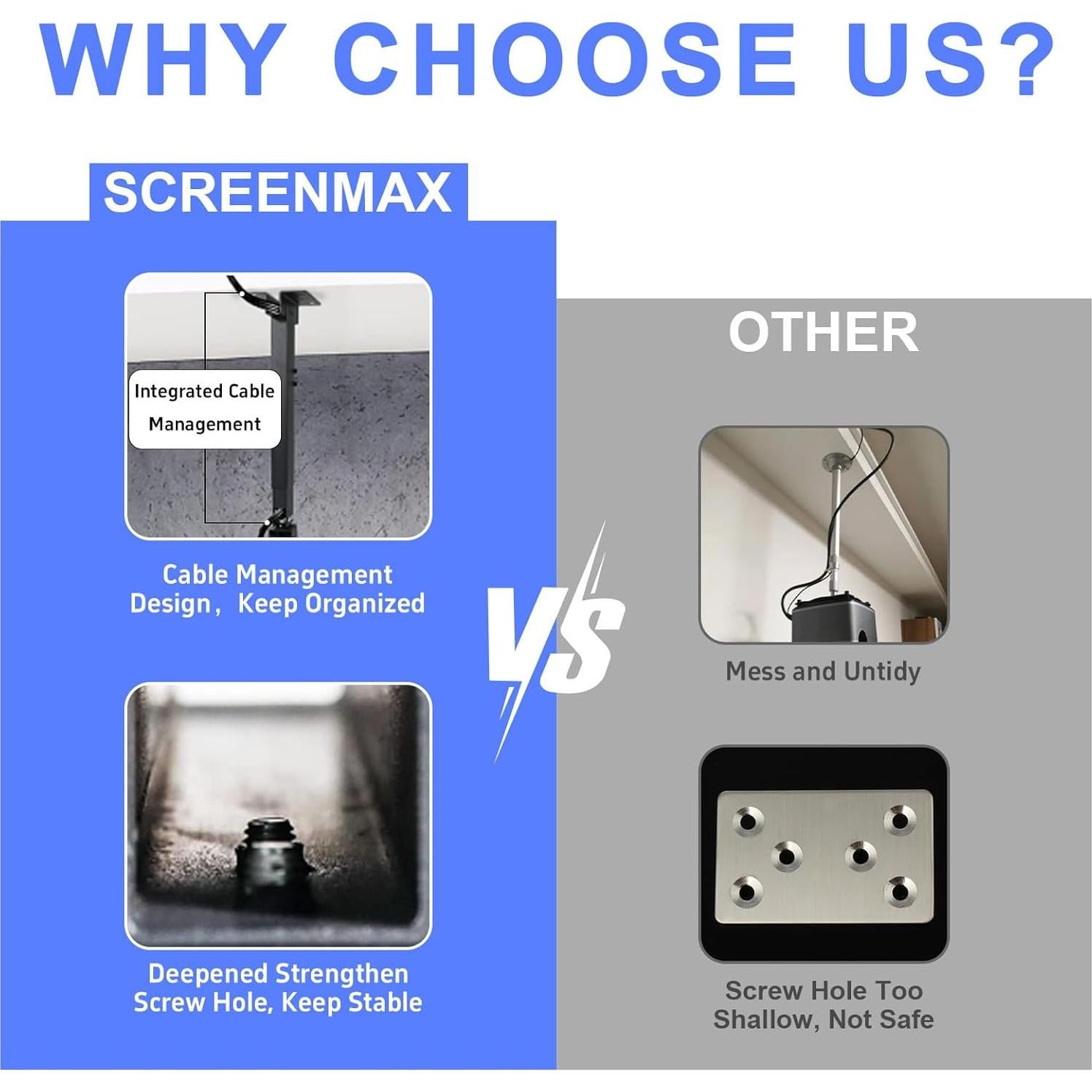 Soporte de Techo para Proyector SCREENMAX Ajustable 3 en 1