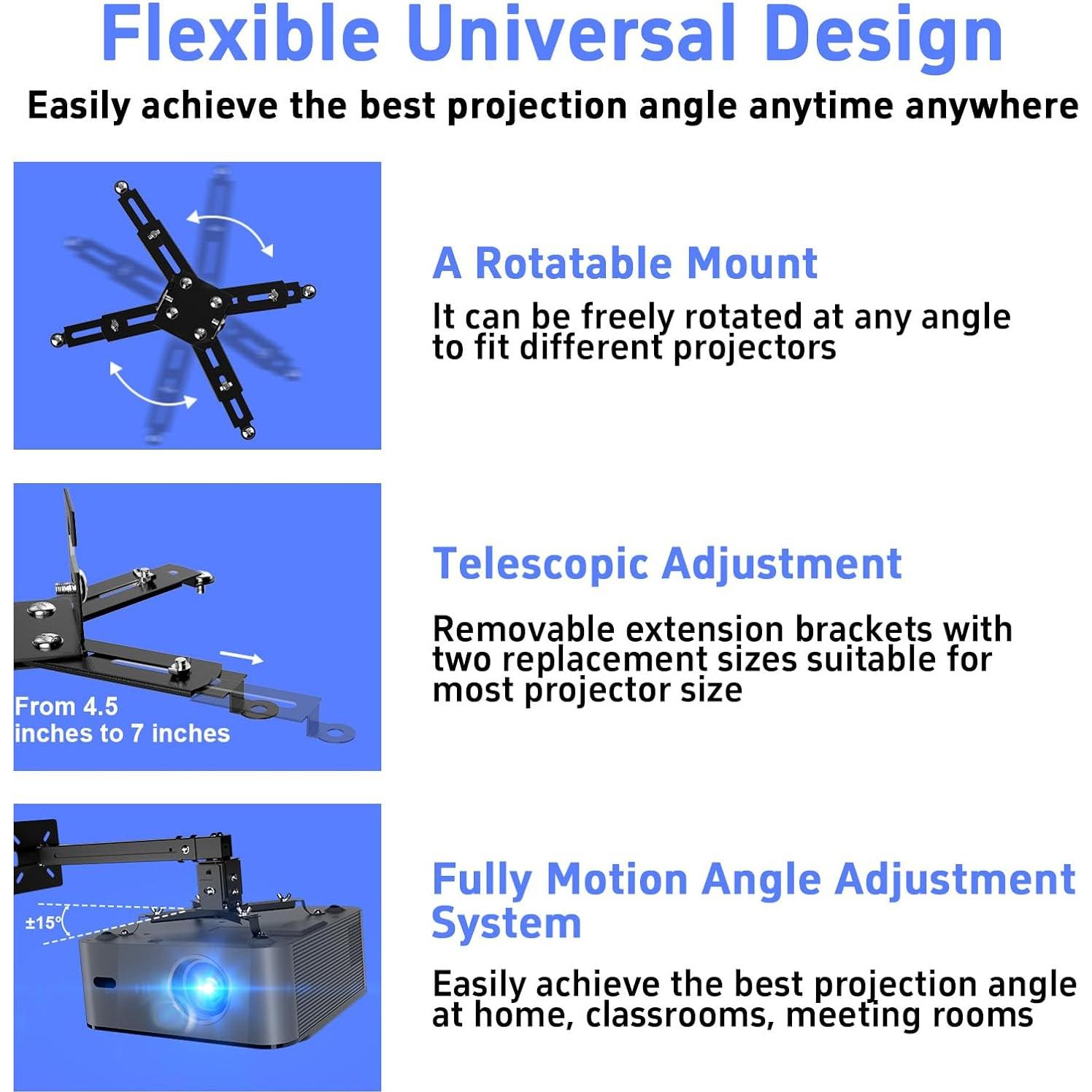 Soporte de Techo para Proyector SCREENMAX Ajustable 3 en 1