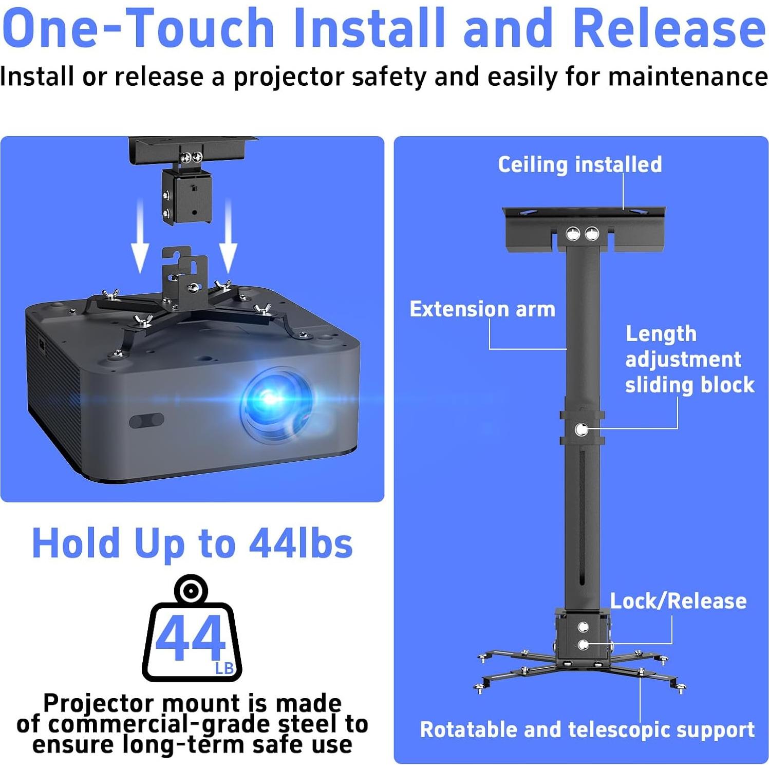 Soporte de Techo para Proyector SCREENMAX Ajustable 3 en 1