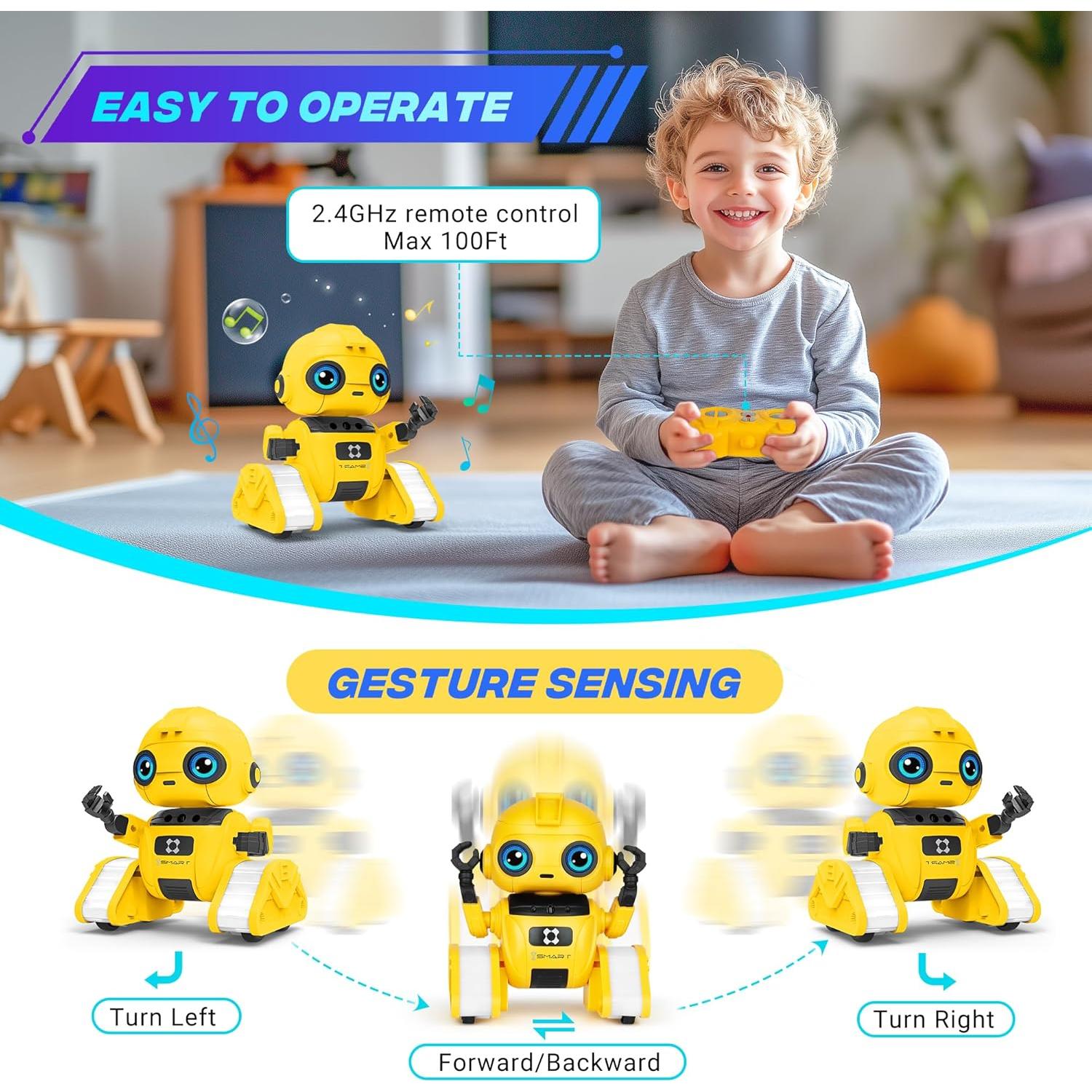 Robot Control Remoto Recargable Flybakiz Amarillo 12cm