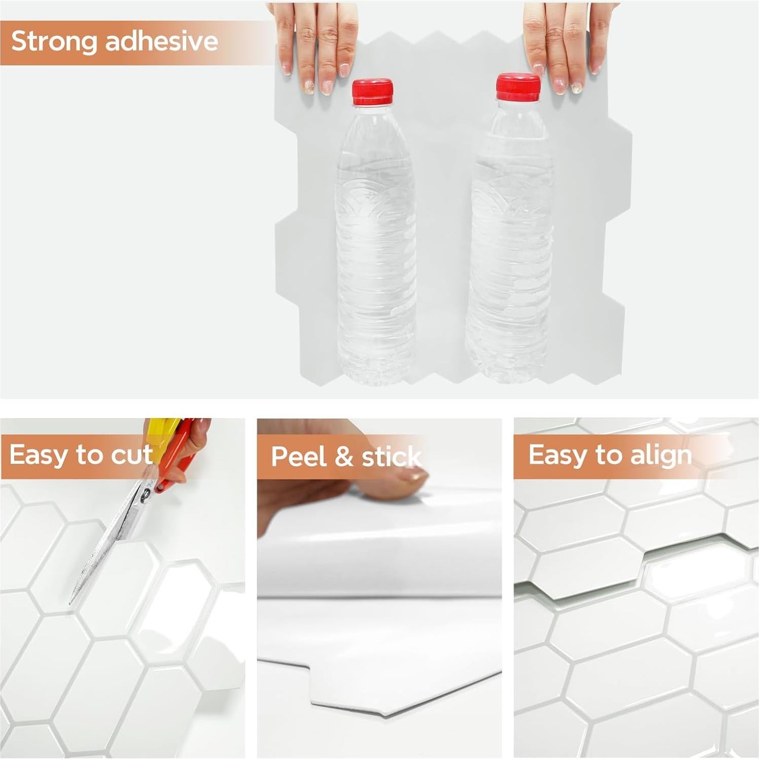 Azulejos Peel and Stick Vamos Azulejo Hexagonales 10 Hojas