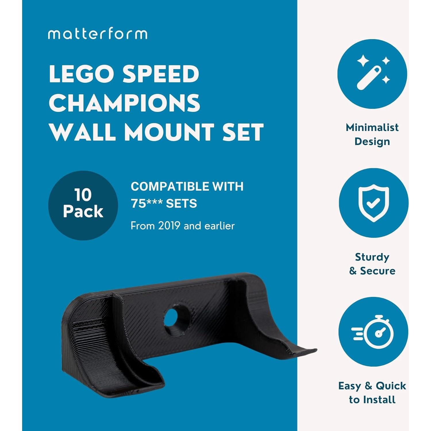 Soporte de Pared para LEGO Speed Champions - 10 Unidades - Matterform