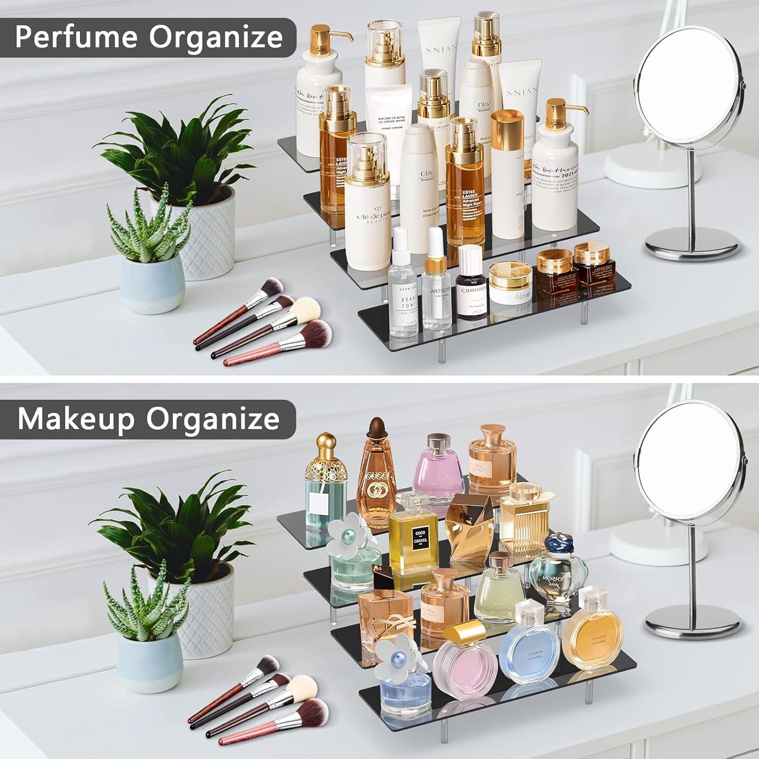 Soporte de Acrílico Negro 4 Niveles CHONOVO para Cosméticos y Figuras