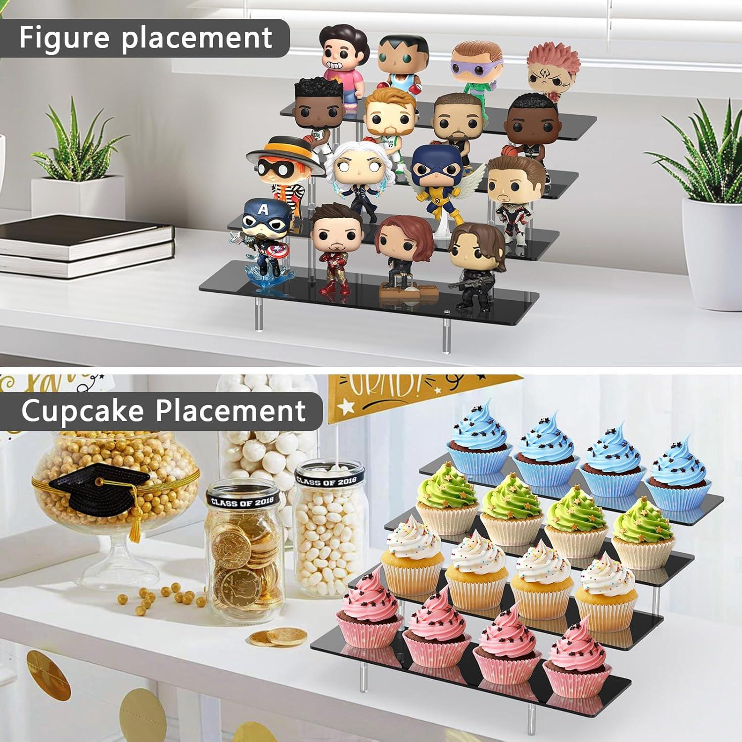 Soporte de Acrílico Negro 4 Niveles CHONOVO para Cosméticos y Figuras