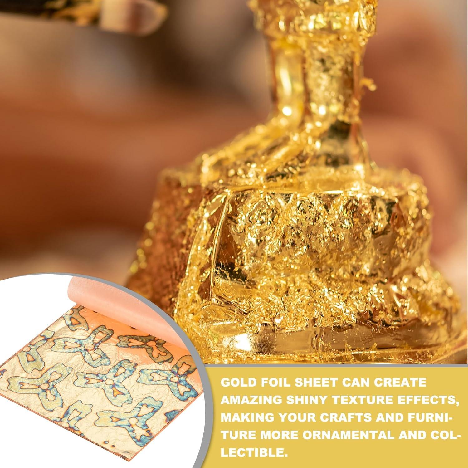 Hojas de Foil de Oro Imitación MECCANIXITY 25 Pcs 14x14cm