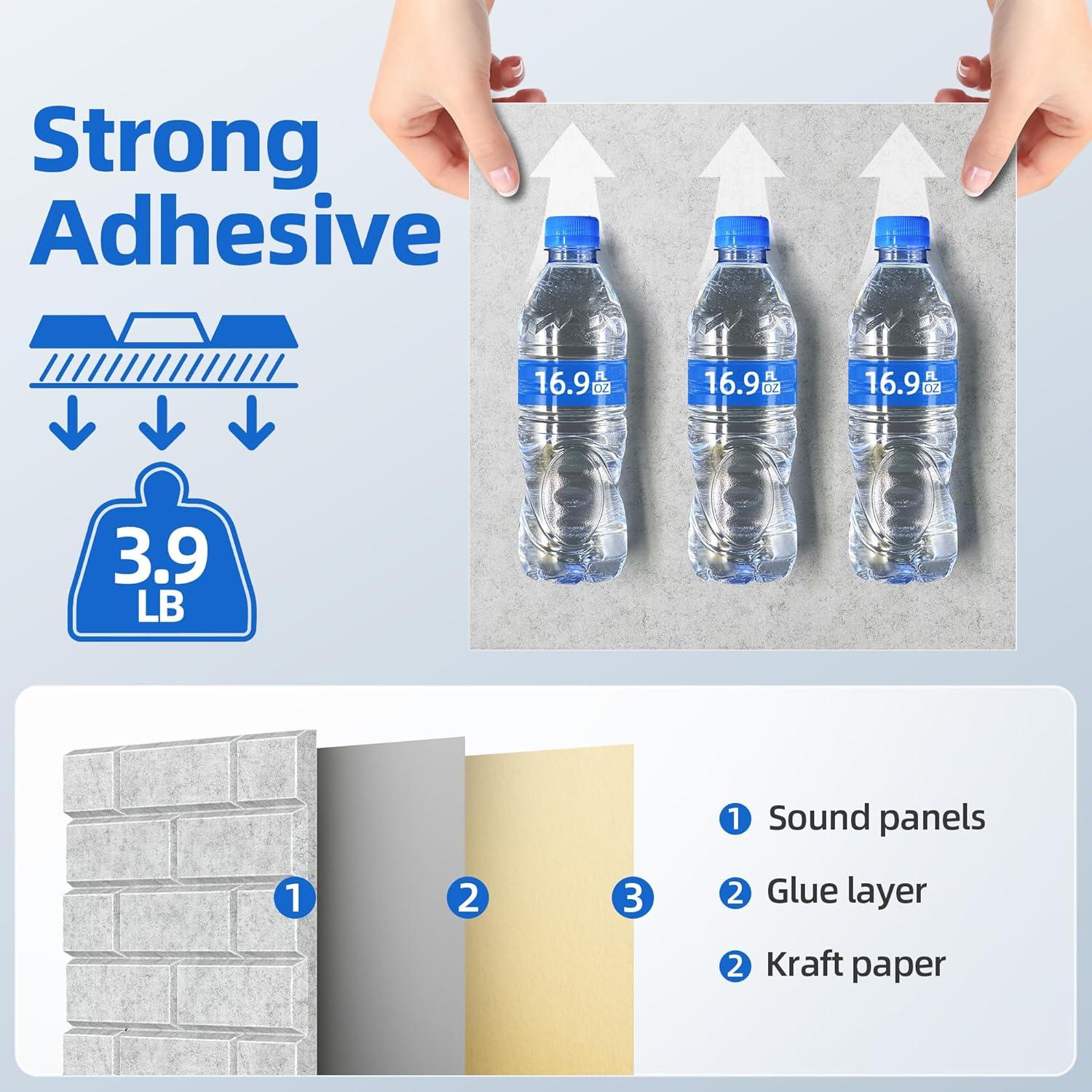 Paquete de 20 Paneles Acústicos de Poliester Gris 30.48x30.48cm