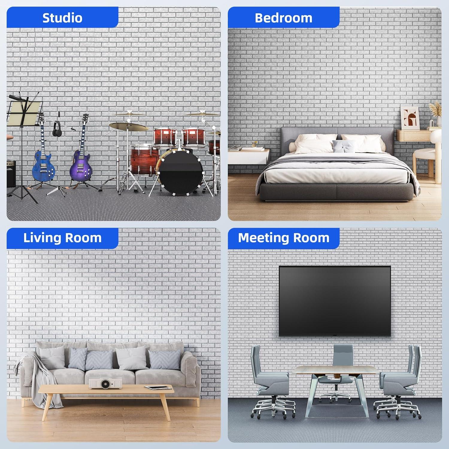 Paquete de 20 Paneles Acústicos de Poliester Gris 30.48x30.48cm