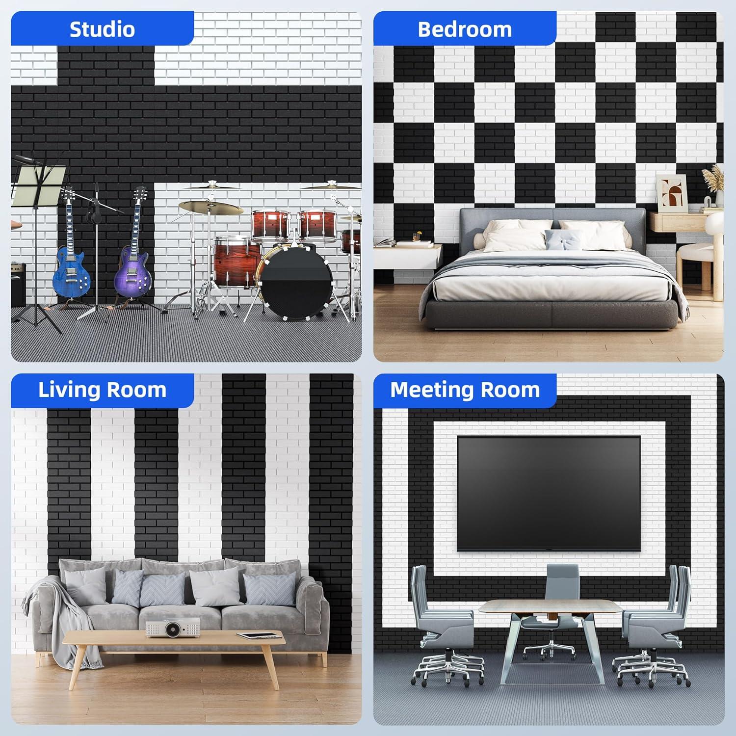 Paquete de 20 Paneles Acústicos Adhesivos 30.48x30.48cm Blanco