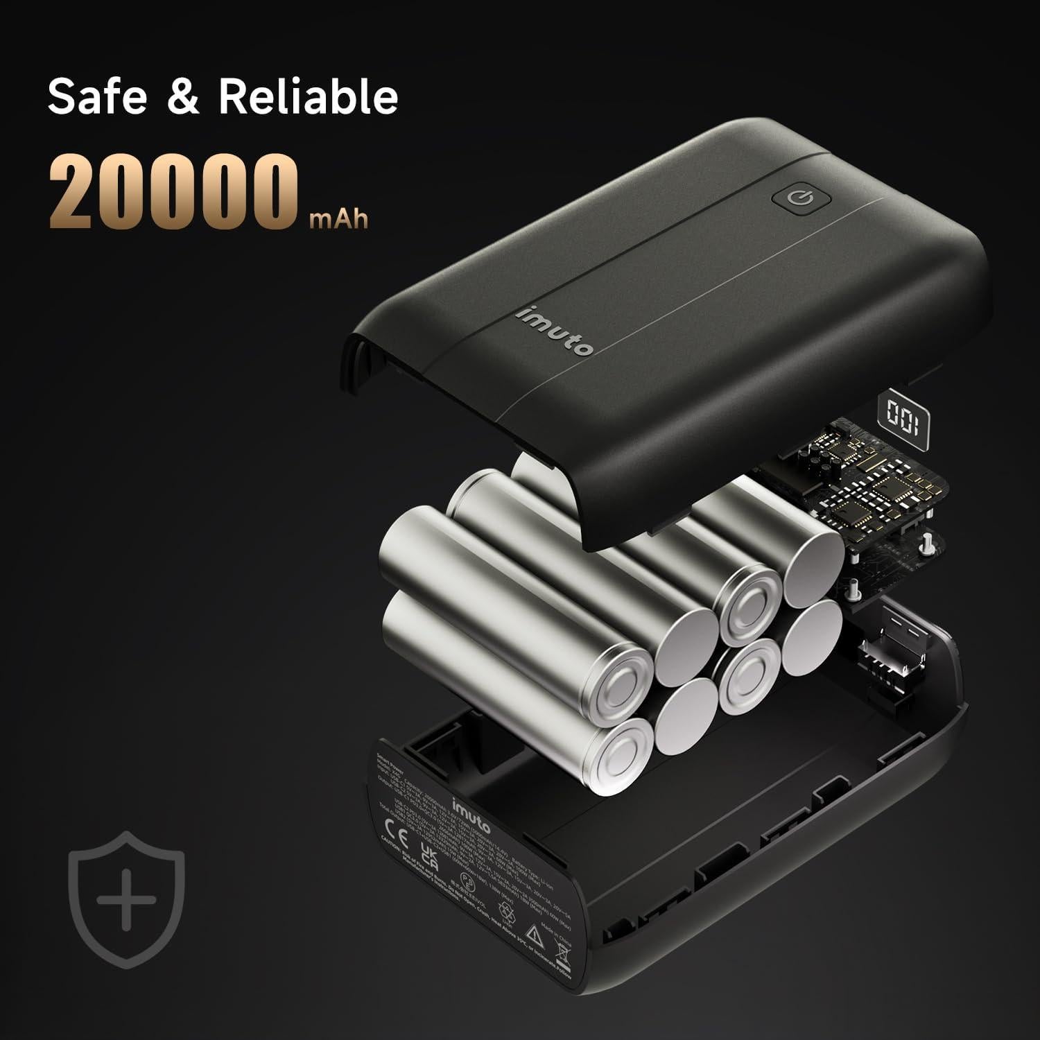 Banco de Energía Imuto 100W 20000mAh Cargador Portátil USB-C