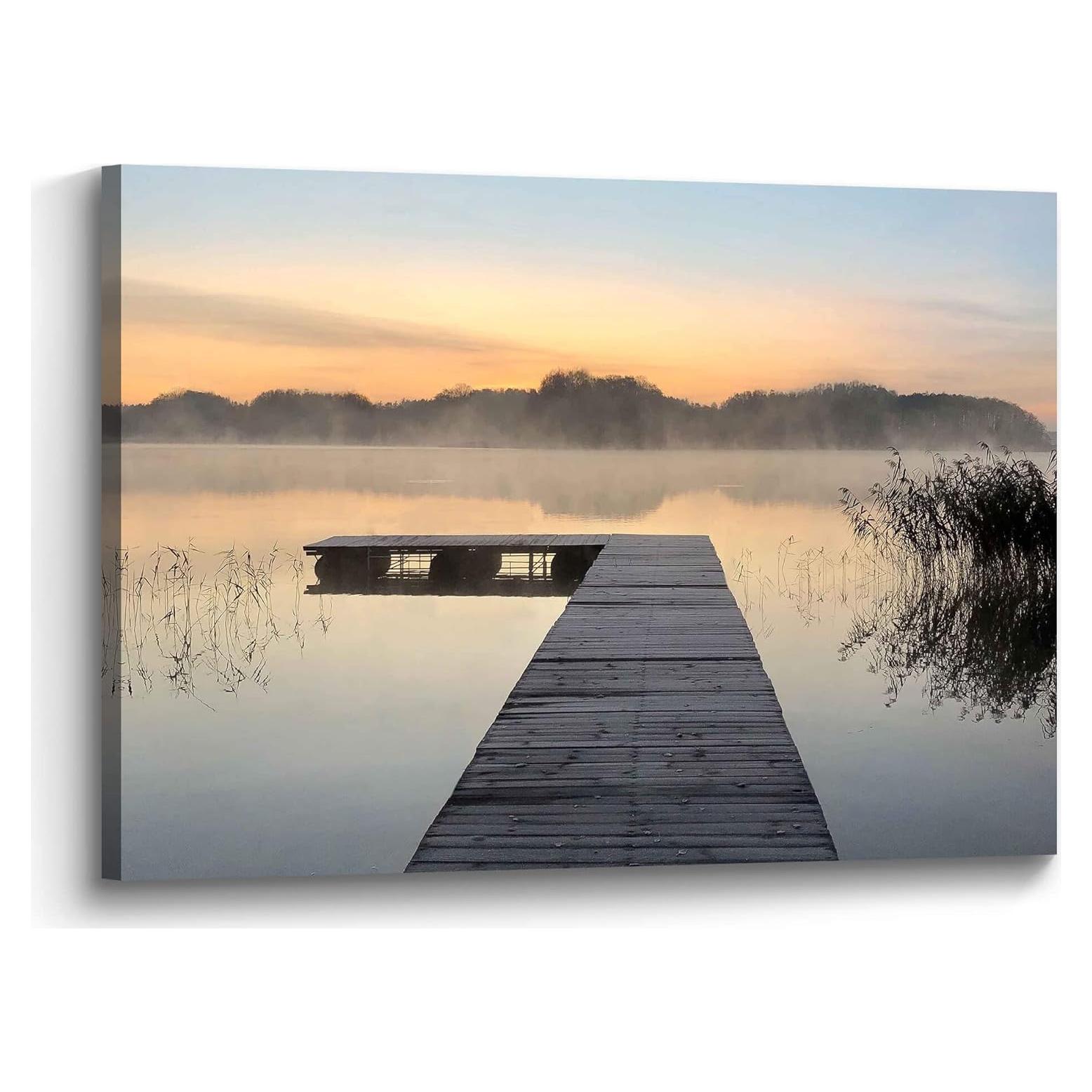 Arte en Lienzo Paisaje Lago Brumoso 61x41 cm Decoración