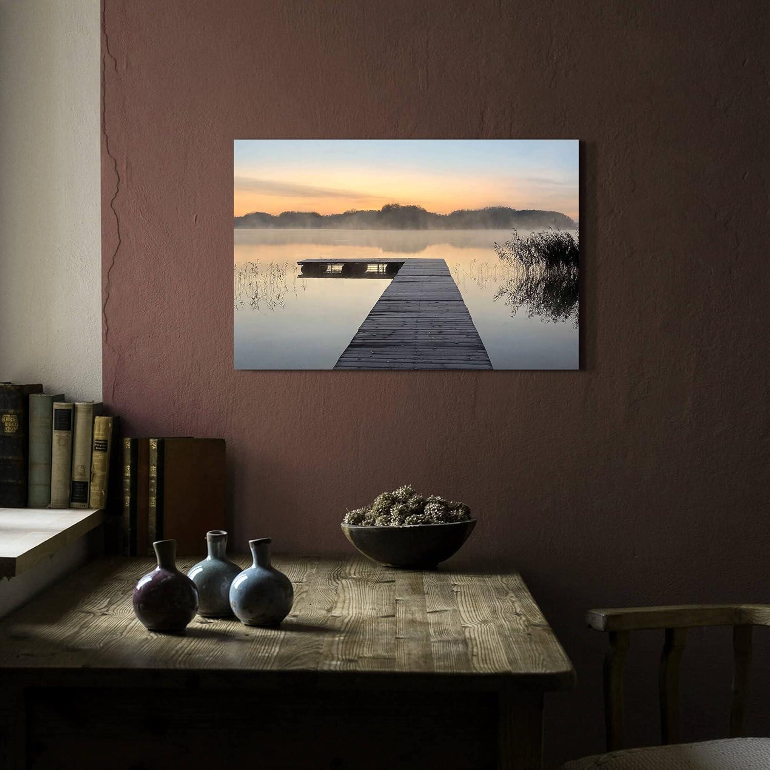 Arte en Lienzo Paisaje Lago Brumoso 61x41 cm Decoración