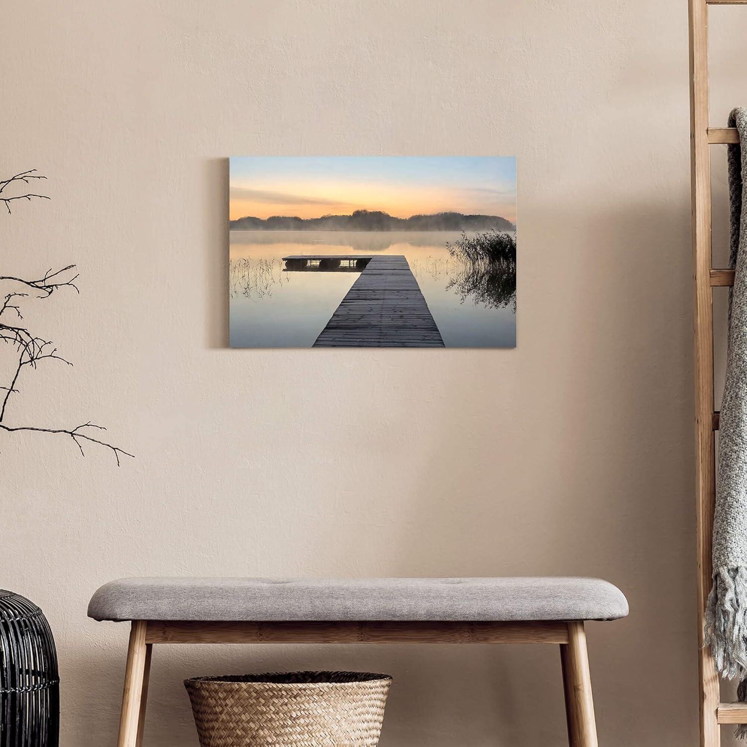 Arte en Lienzo Paisaje Lago Brumoso 61x41 cm Decoración