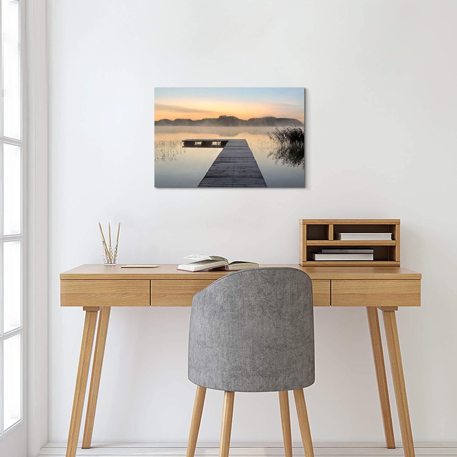 Arte en Lienzo Paisaje Lago Brumoso 61x41 cm Decoración