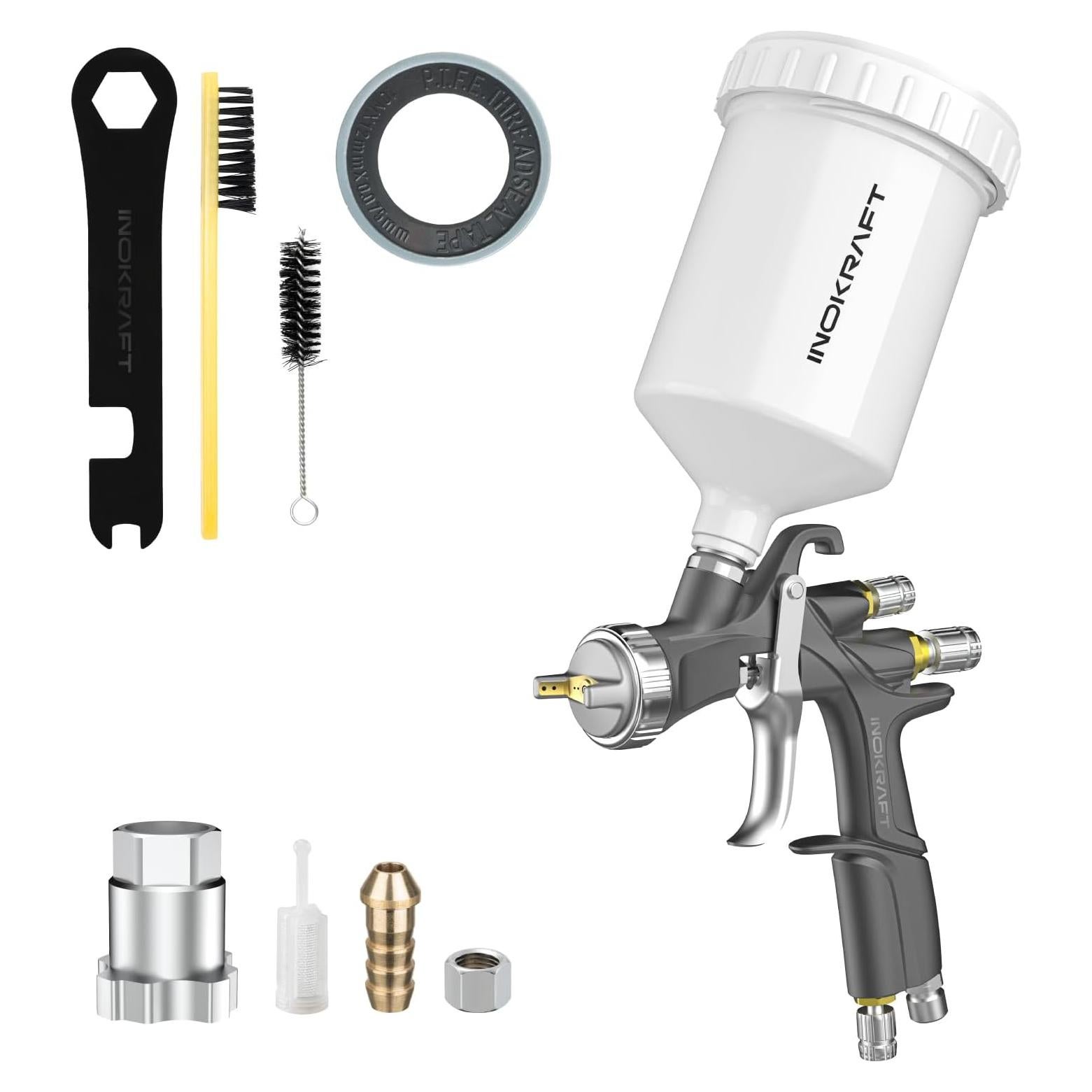 Pistola de Pintura InoKraft D1 LVLP 1.3mm Kit Básico 600cc