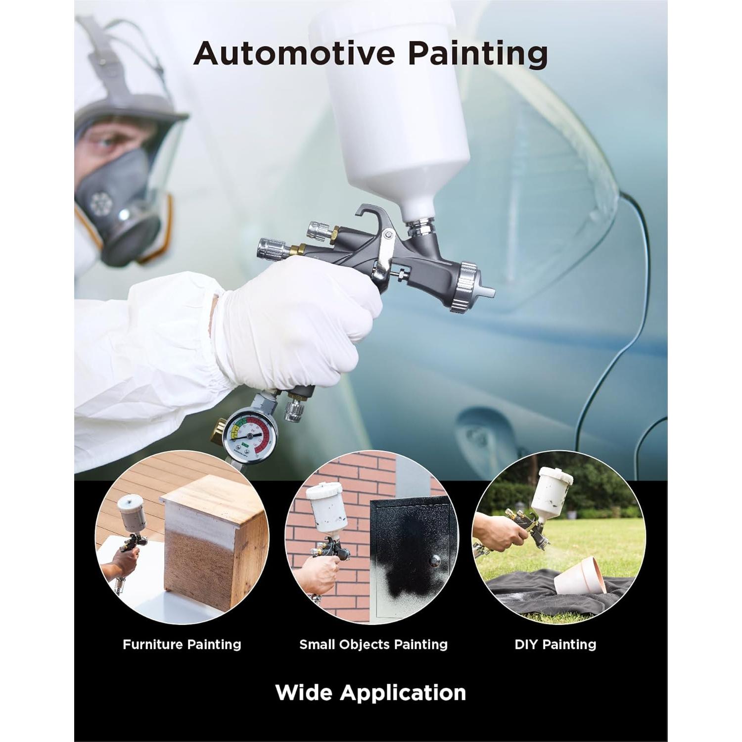 Pistola de Pintura InoKraft D1 LVLP 1.3mm Kit Básico 600cc