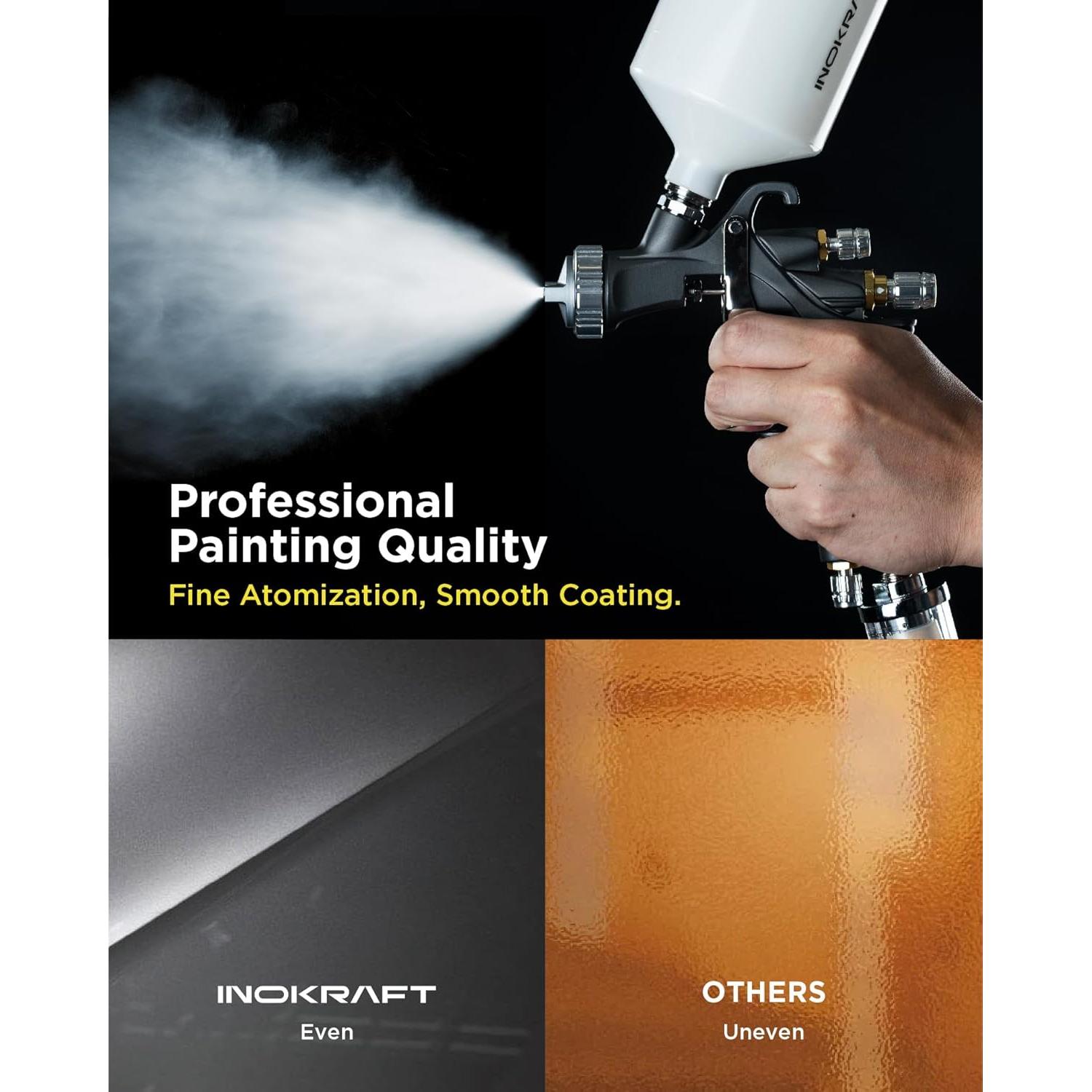Pistola de Pintura InoKraft D1 LVLP 1.3mm Kit Básico 600cc