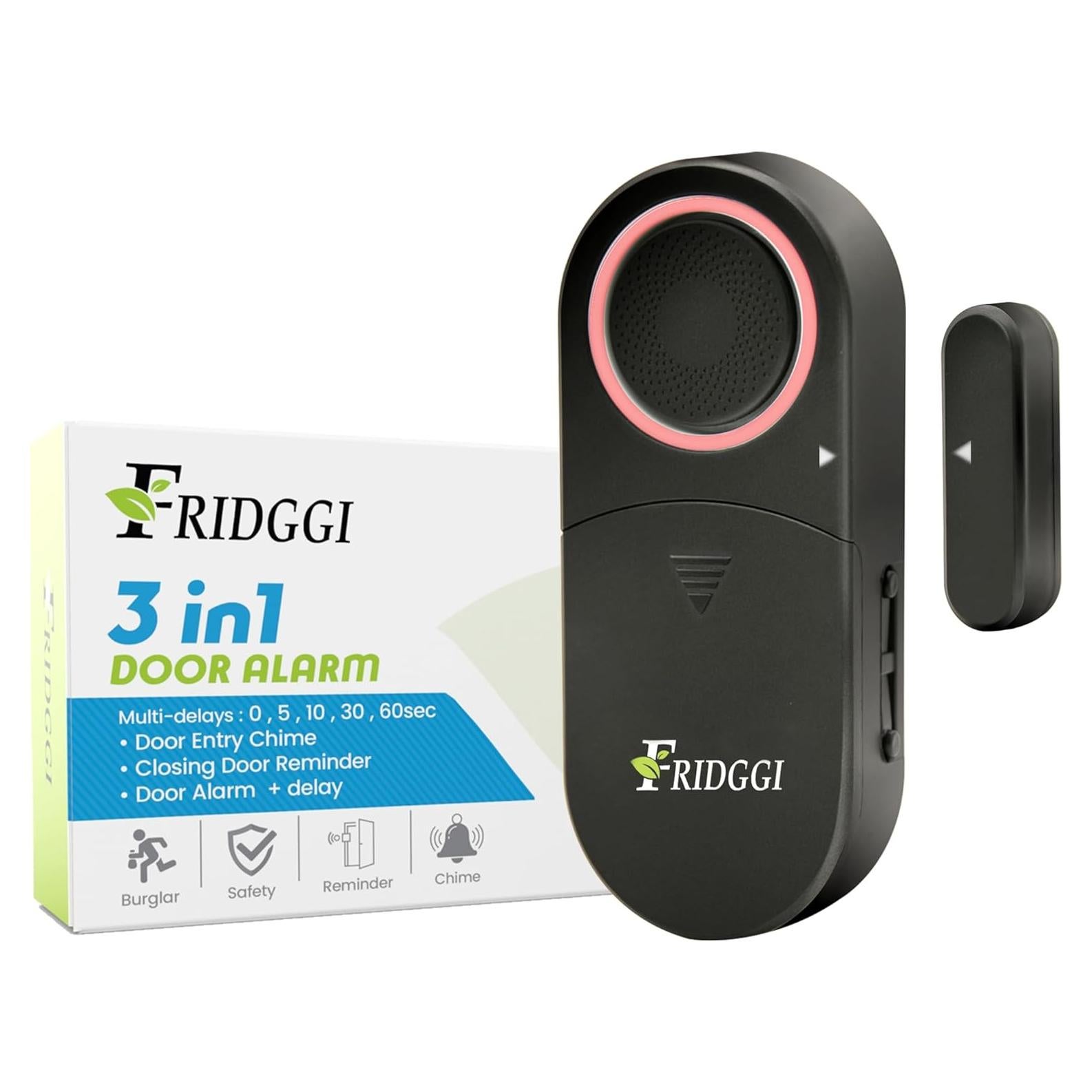 Alarma de Puerta Abierta Fridggi 3-en-1, 120 dB, Negro
