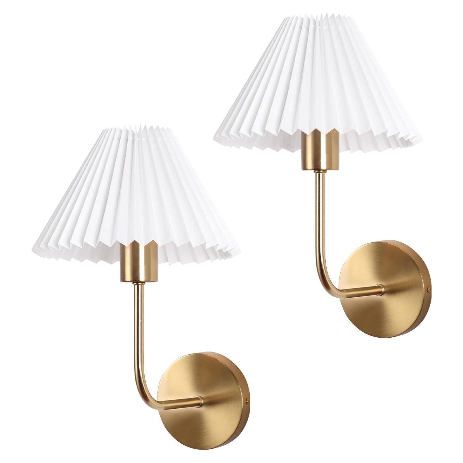 Conjunto de Apliques de Pared Inalámbricos KELUOLY 2 Luces Doradas