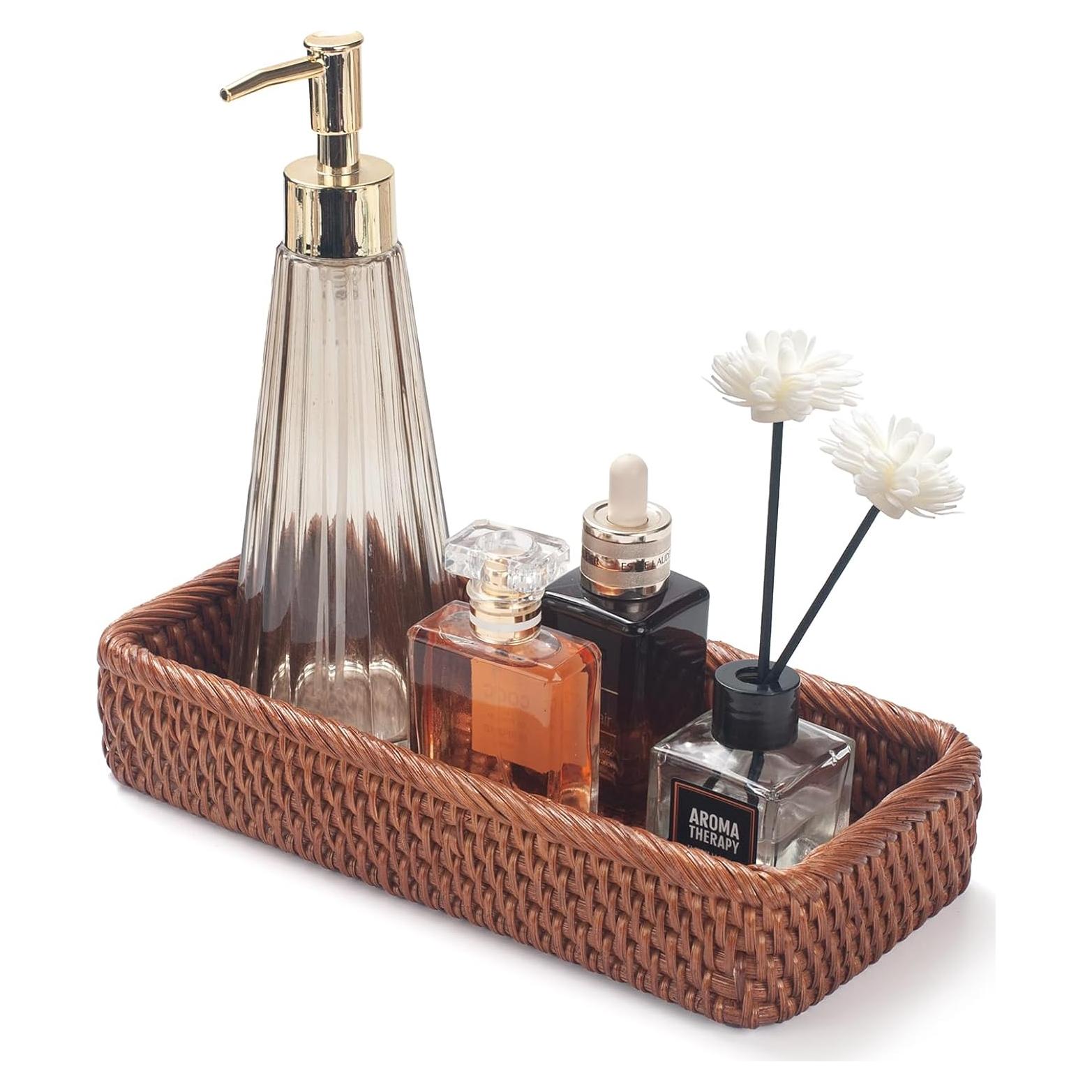 Bandeja de baño DECRAFTS de ratán 25.9x12.5 cm color miel