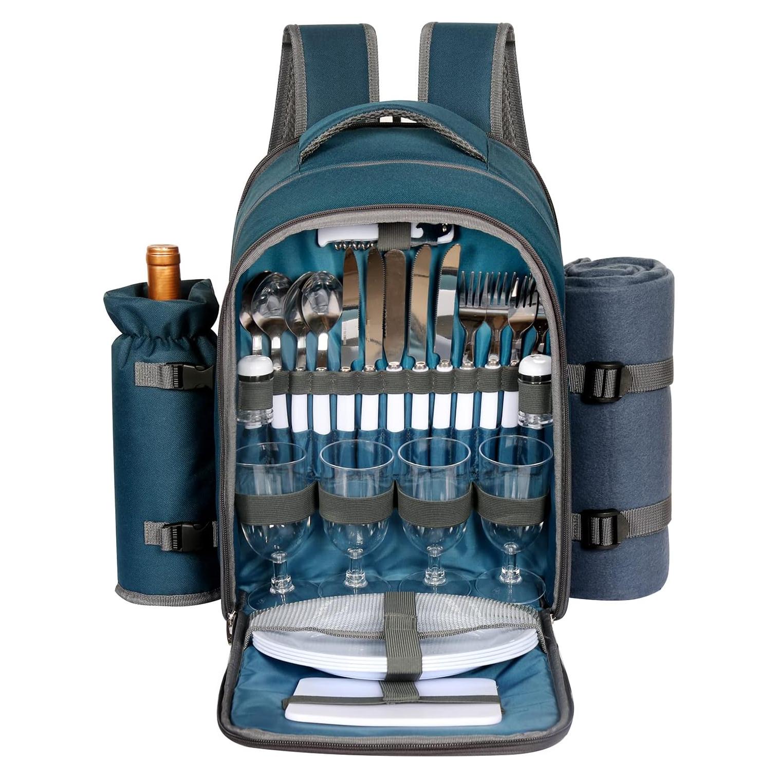 Mochila de Picnic Hap Tim para 4 Personas con Manta y Enfriador