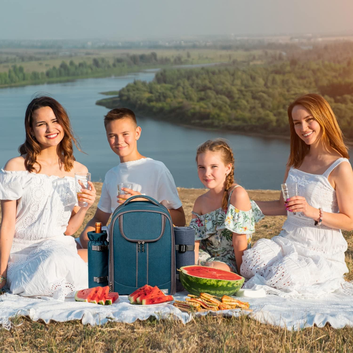 Mochila de Picnic Hap Tim para 4 Personas con Manta y Enfriador