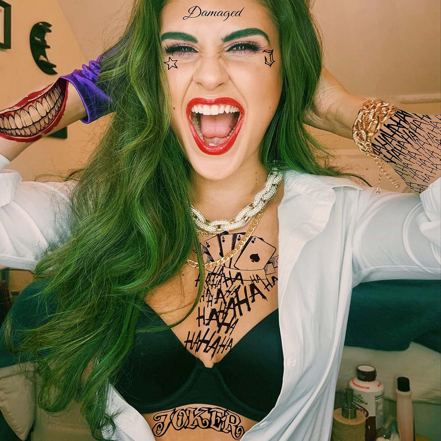 5 Hojas Tatuajes Temporales Halloween Joker VANTATY 20.8x15cm