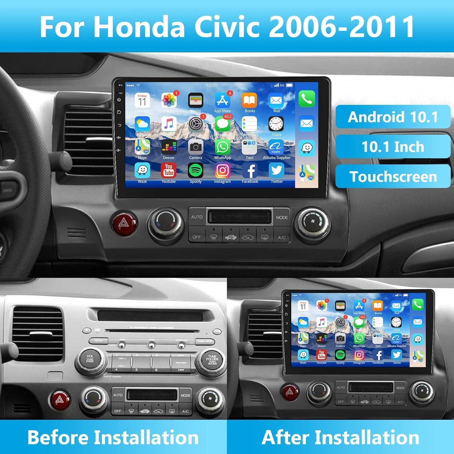 Estéreo de Coche Android Podofo 10.1" para Honda Civic 2006-2011