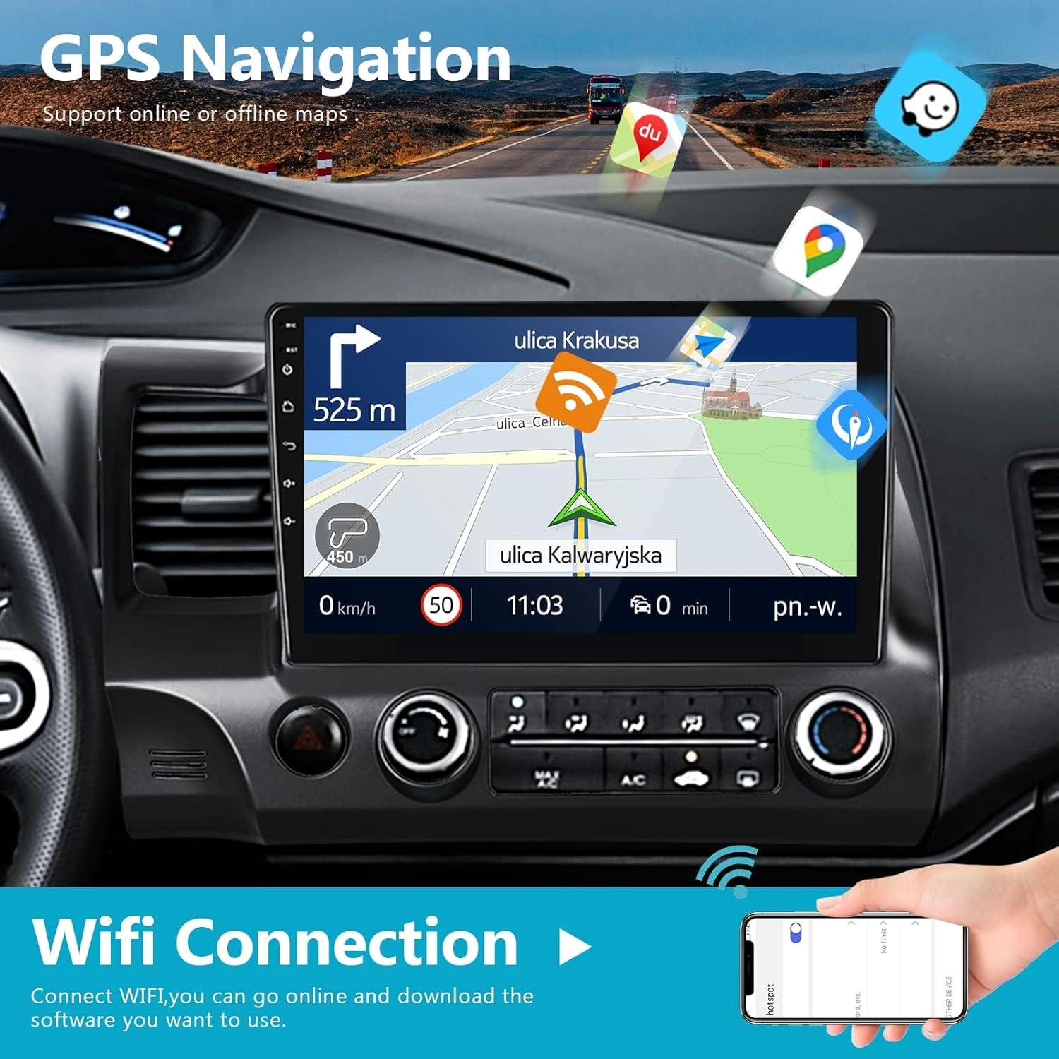 Estéreo de Coche Android Podofo 10.1" para Honda Civic 2006-2011