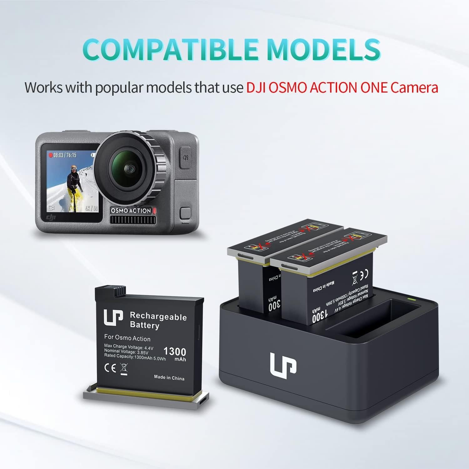 Kit de Cargador y 3 Baterías LP para DJI OSMO 1300mAh