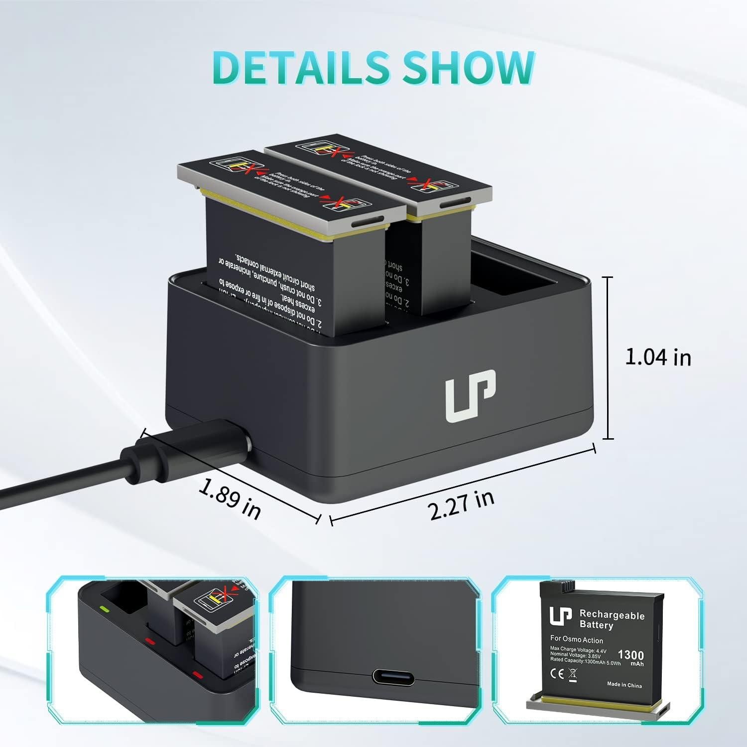 Kit de Cargador y 3 Baterías LP para DJI OSMO 1300mAh