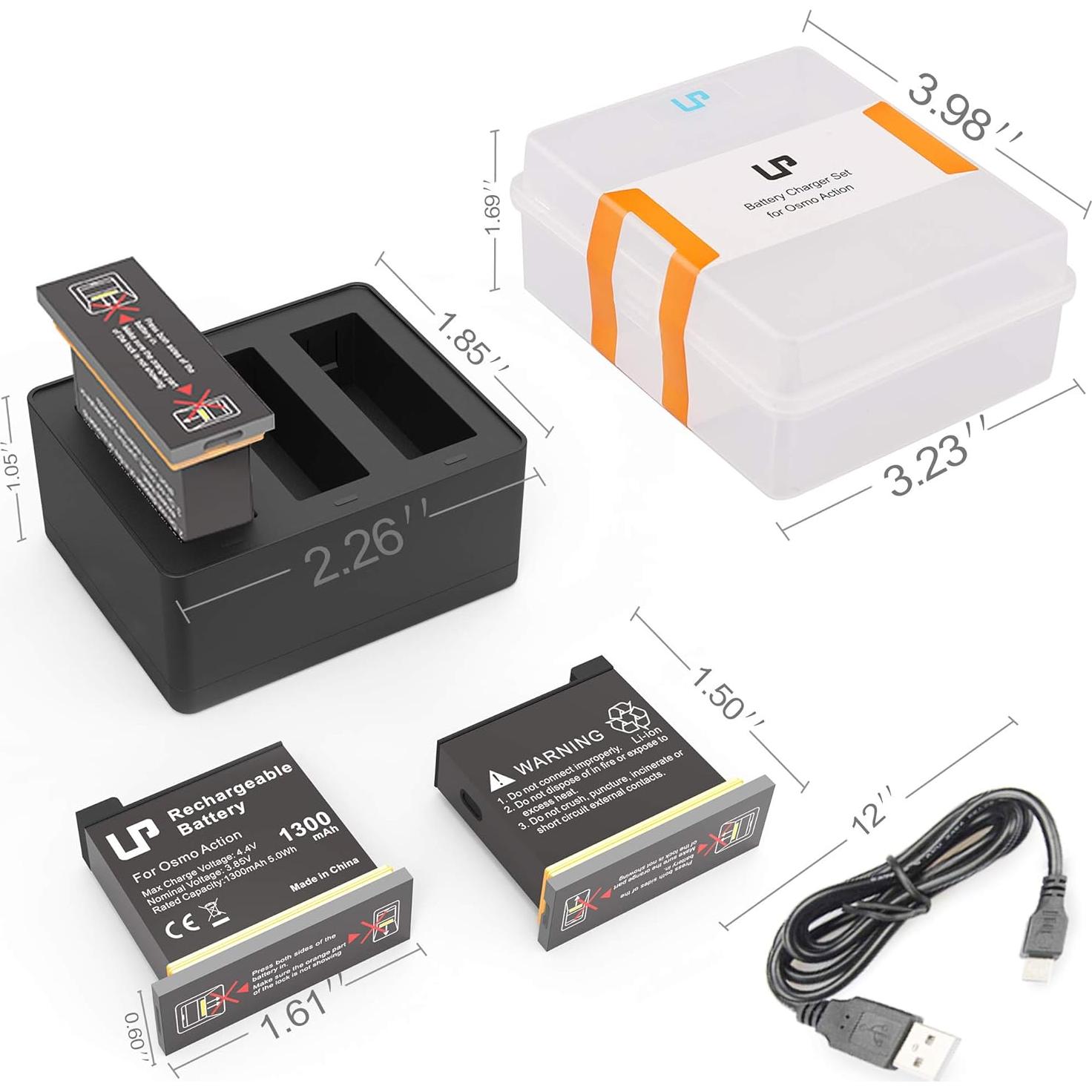 Kit de Cargador y 3 Baterías LP para DJI OSMO 1300mAh