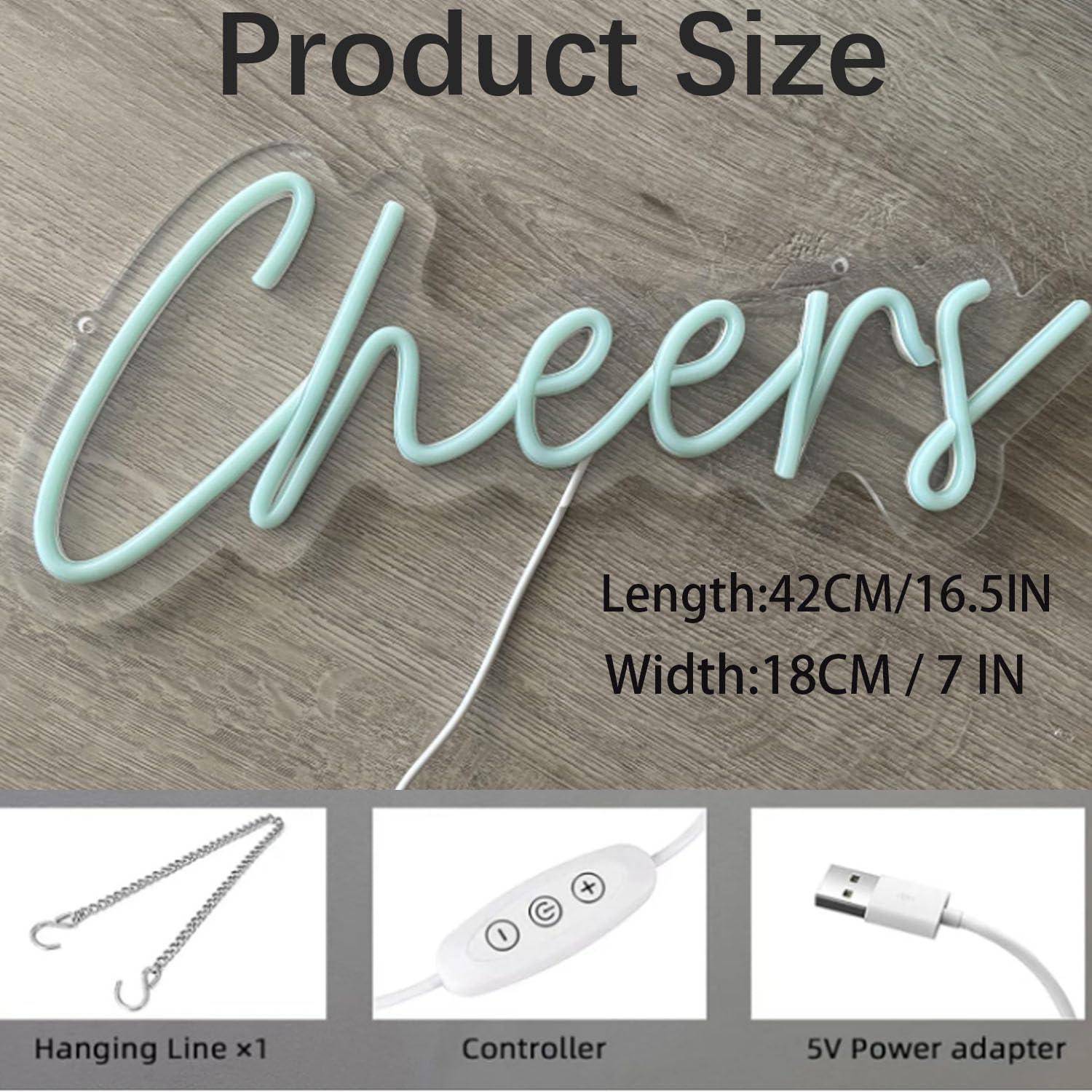 Cartel de Neón Cheers LED Regulable USB 41.91x17.78 cm