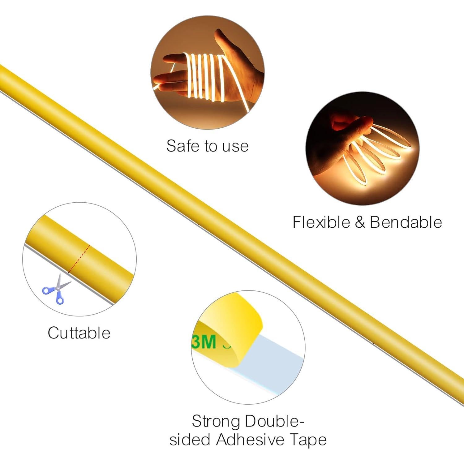 Tira de luz LED COB 5m MALIGAZA 12V 3000K 400 LEDs/m