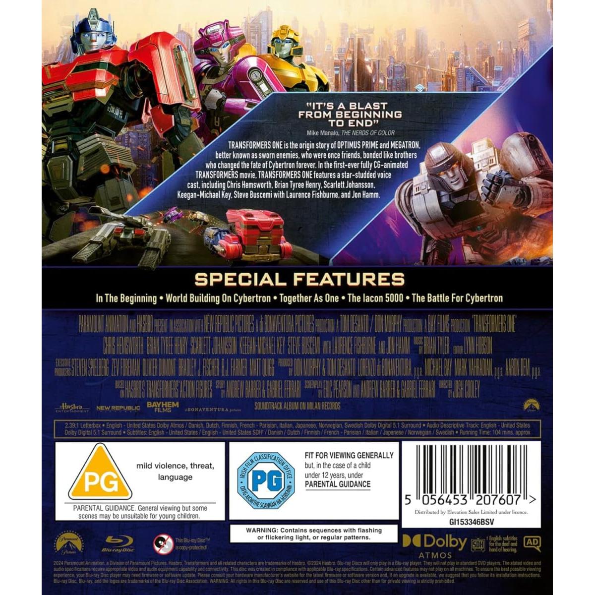 Transformers One Blu-ray Región Libre Animación 104 min