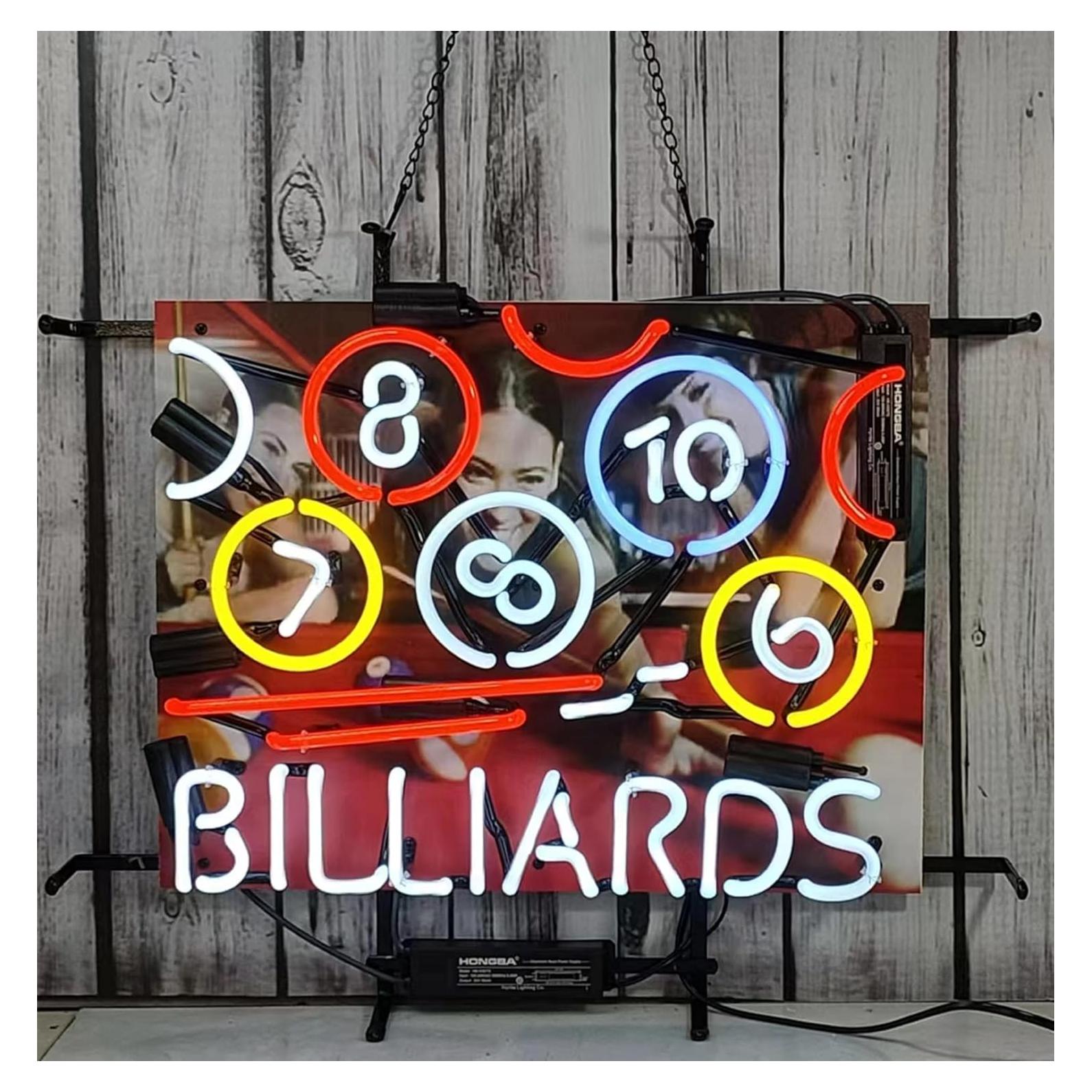 Cartel de Neón Billar con Logo 61x50.8 cm Hvkeer