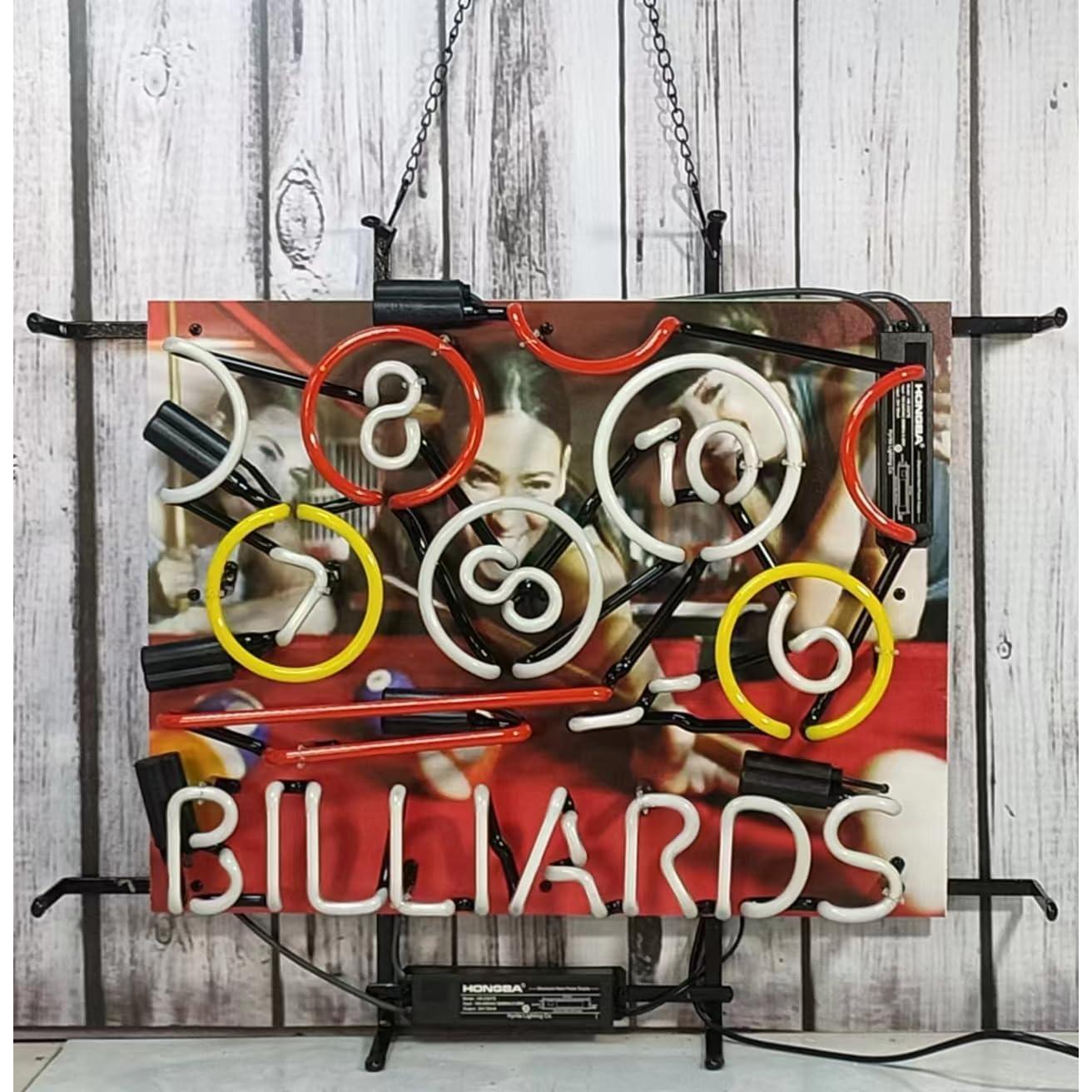 Cartel de Neón Billar con Logo 61x50.8 cm Hvkeer