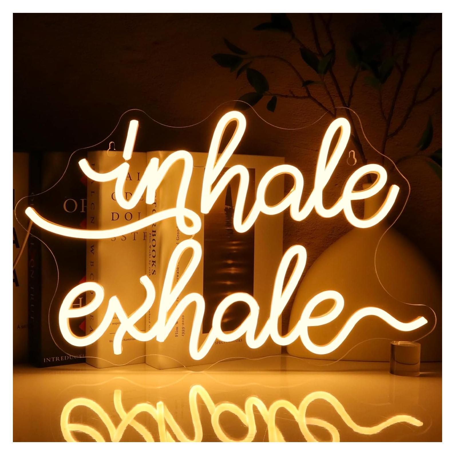 Letrero de Neón Inhalar Exhalar LED 37.5x32.5cm PMCVYH